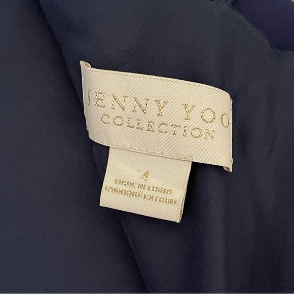 Jenny Yoo Navy Drape Spaghetti Strap Chiffon Bridesmaid Dress Size 4 - Picture 15 of 16